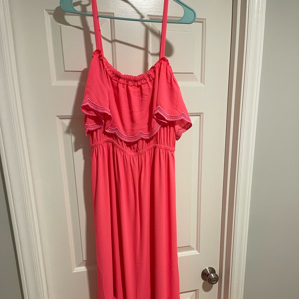 Lilly Pulizter Coral/Hot Pink Maxi Dress NWT Size L